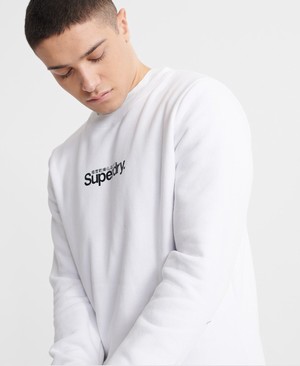 Superdry Core Logo Essential Crew Férfi Pulóver Fehér | QPLCU1583